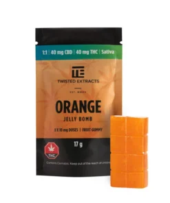 Orange Jelly Bomb | Sativa | 40 mg THC / 40 mg CBD | Twisted Extracts – Balanced Citrus Cannabis Edible