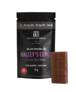 1:1 Halley’s Comet Grape Jelly Bomb – 40 mg THC / 40 mg CBD Sativa Edible