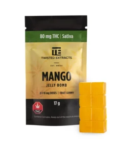 Entdecke die Mango Jelly Bomb | Sativa | 80 mg THC | Twisted Extracts. Tropisches THC-Edible mit klarer Energie, präziser Dosierung und fruchtigem Mangogeschmack.